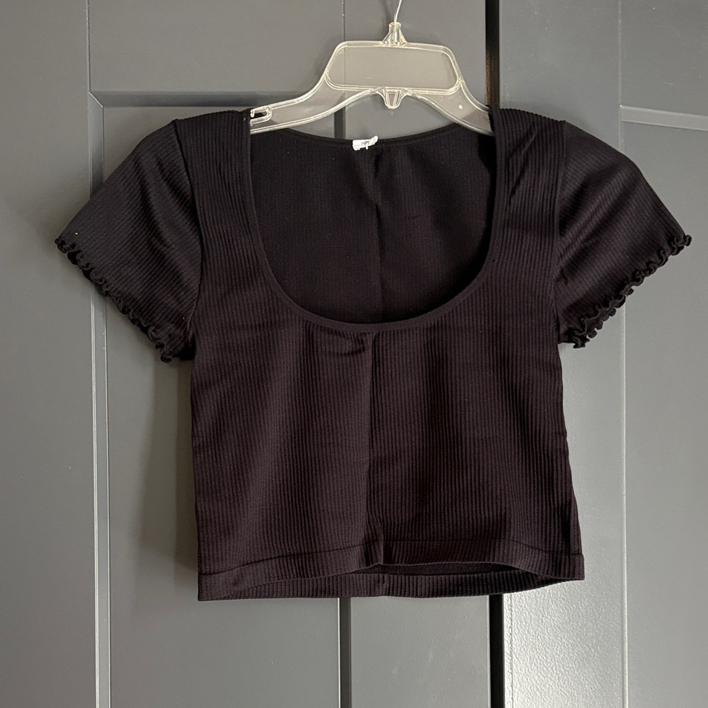 Black Ribbed Women's Top